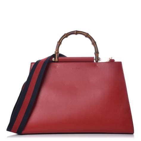 gucci nymphaea red|GUCCI Nappa Bamboo Web Medium Nymphaea Top Handle .